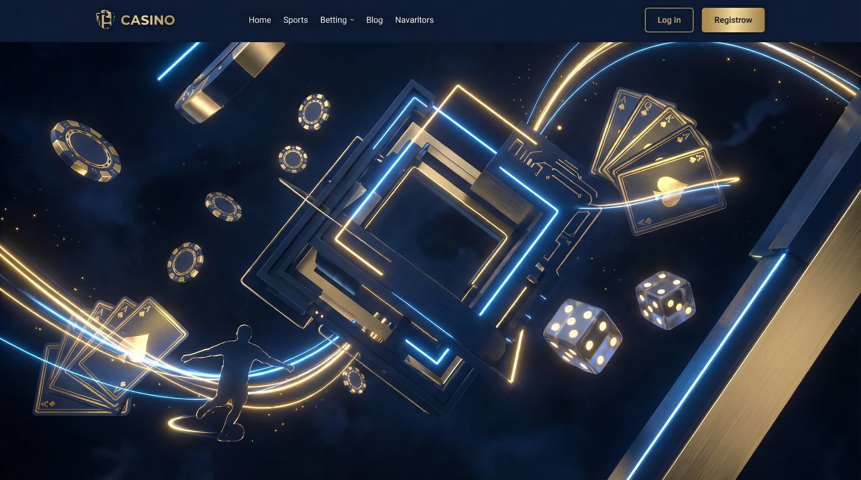 问鼎娱乐在线博彩平台主横幅，展示扑克牌、骰子和体育元素